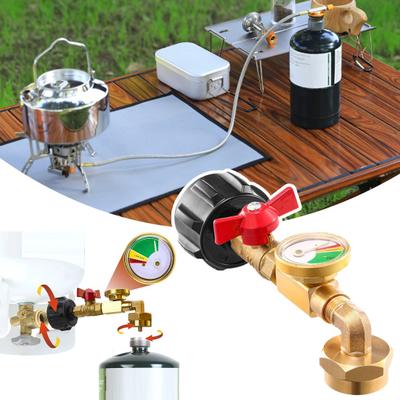 Adaptor Reumplere Rezervor Gaz cu Supapă și Manometru Reumplere Gaz Alamă Explozie-proof