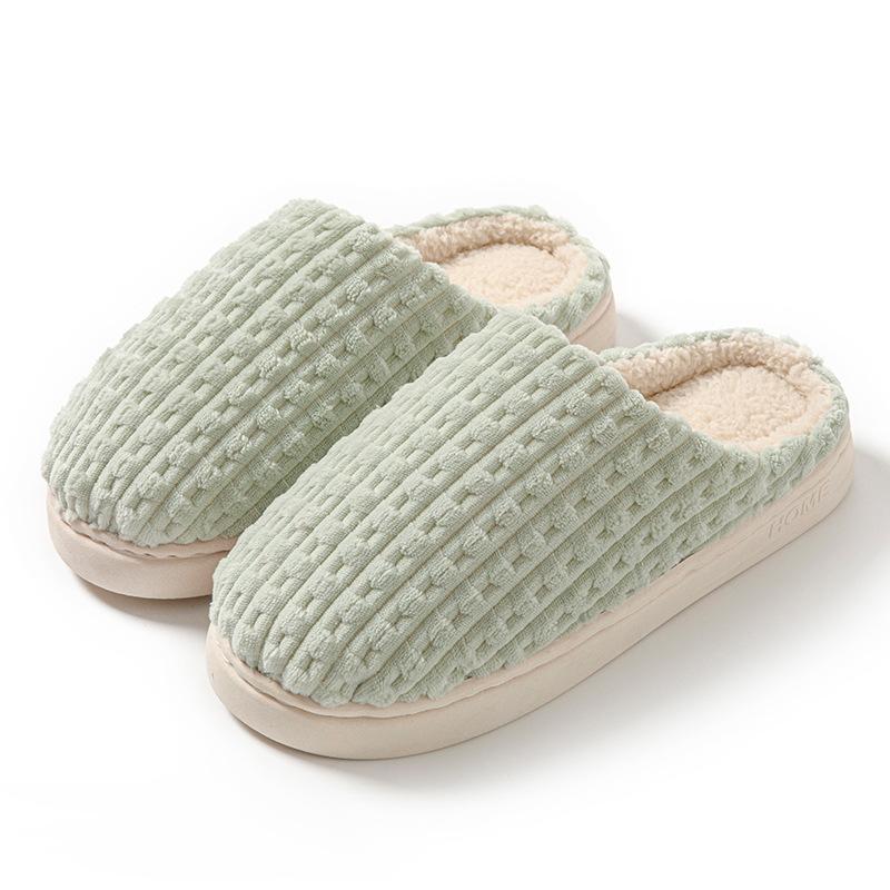 Thermal cotton slippers autumn and winter indoor home thermal bag and thick-soled piled couple hair slippers