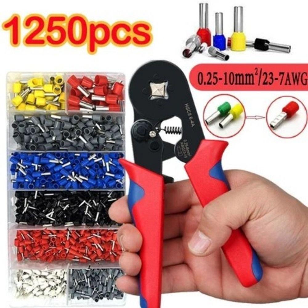 1250pcs Terminals Wire Ferrules Crimpers Terminal Crimping Tool  Wiring Installation