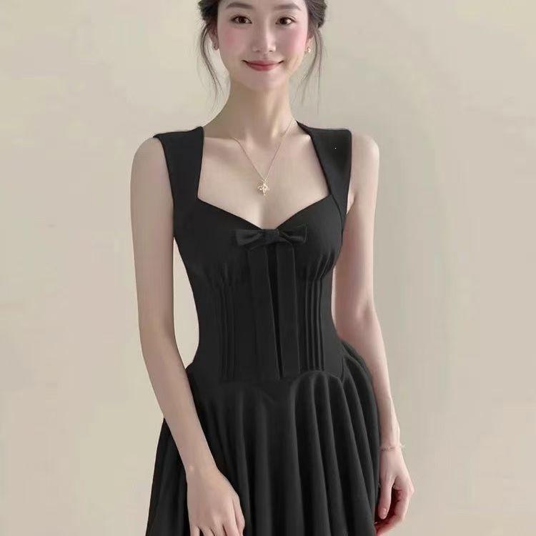 Rose Life Spice Girl Pure Desire Wind Princess Dress Bow Thousand Gold Feeling Waist Skinny Birthday Dress Dress Women