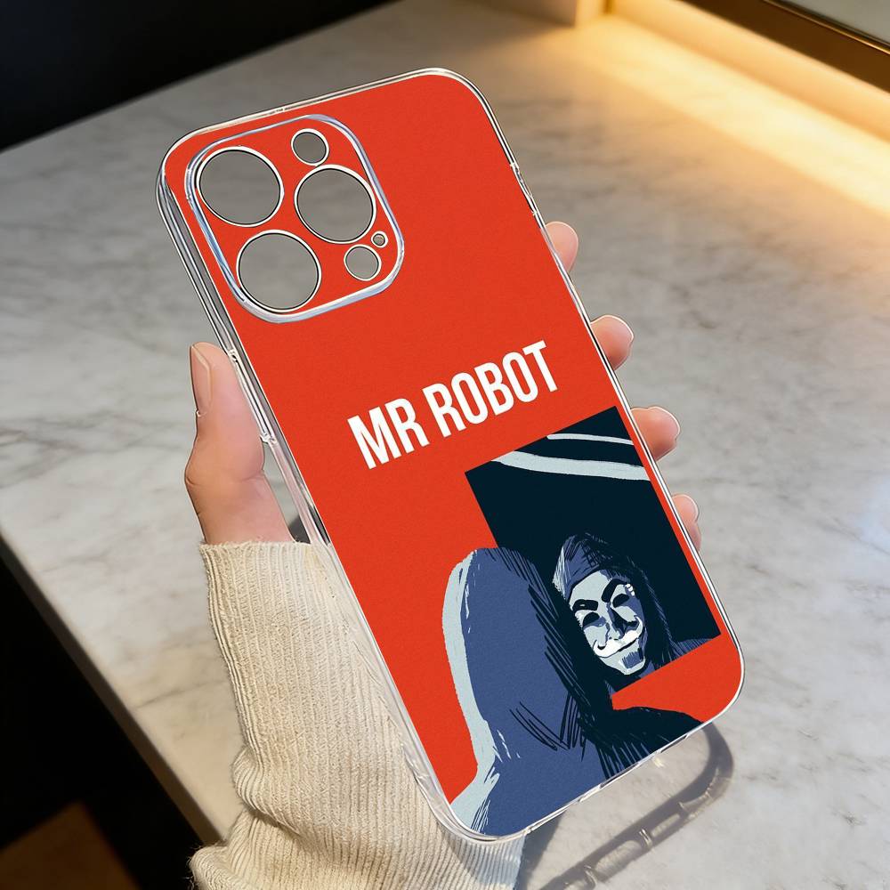 

Чехол для телефона Mr R-Robot F-Fsociety для iPhone 17 16 15 14 13 12 11 Mini Pro Max Plus Прозрачная крышка iPhone16pro