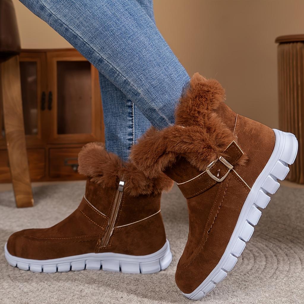 Winter Women's Low-Top Winter Snow Boots Warm Fleece-Lined Dress Boots with Anti-Skid Short Boots