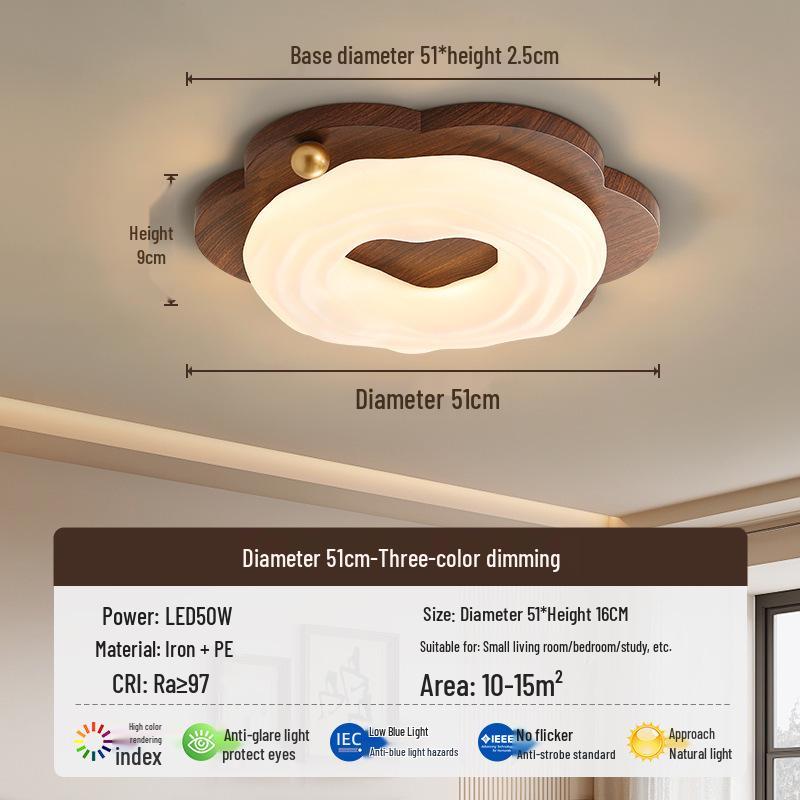 

Chinese-Style Walnut Bedroom Ceiling Light: Smart Pumpkin Design, Super Bright, Eye-Protecting Fixture Three-color Change Eye Protection