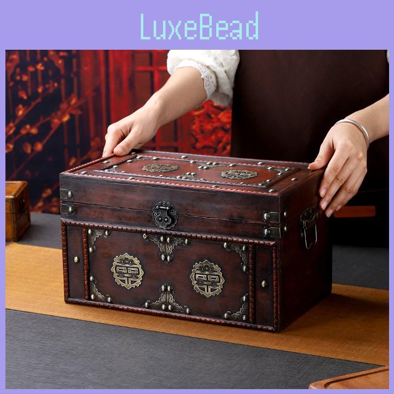 New Chinese Style Vintage Wooden Storage Box With Lid For Jewelry Organizer