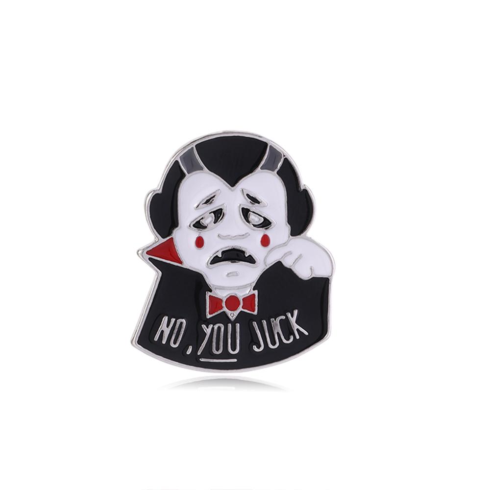 Funny  No You Juck Vampire Design Enamel Brooches Halloween Pumpkin Lantern Dog Shaped Pins Backpack Cosplay Badge