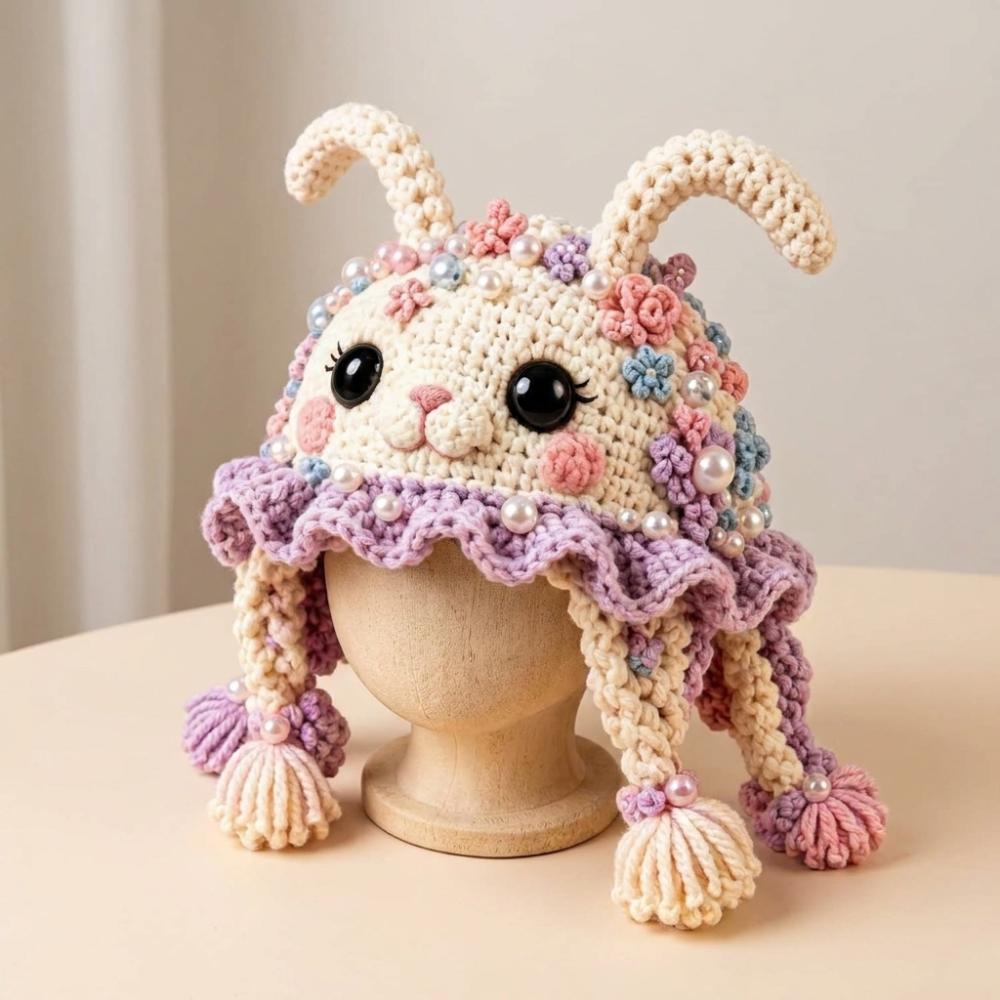 Warm Animal Hood Knitting Hat Adorable Woodland Animal Headwear Dragon Wolf Frog Hat  Party Cosplay