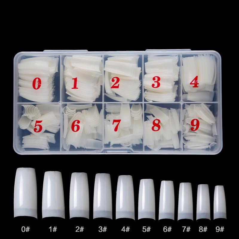 Nail Art Tips Set - 500 Pieces Natural & Transparent Full/Half Cover, French White