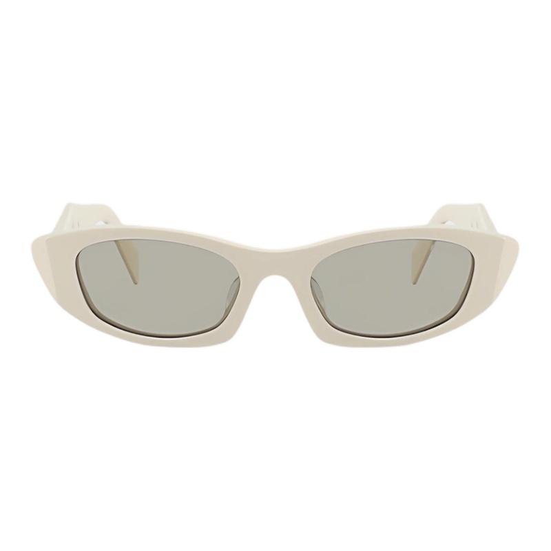 Prada Narrow frame futuristic acetate irregular shape sunglasses unisex couple style white
