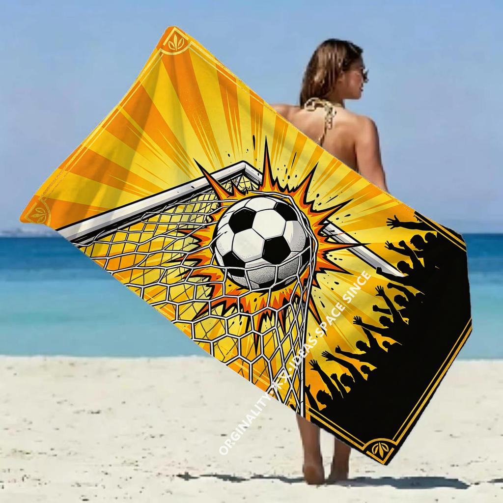 Soccer Goal Game Beach Towel Patterned Sunscreen And Windproof Suitable For Swimming Pool Camping Travel Blanket