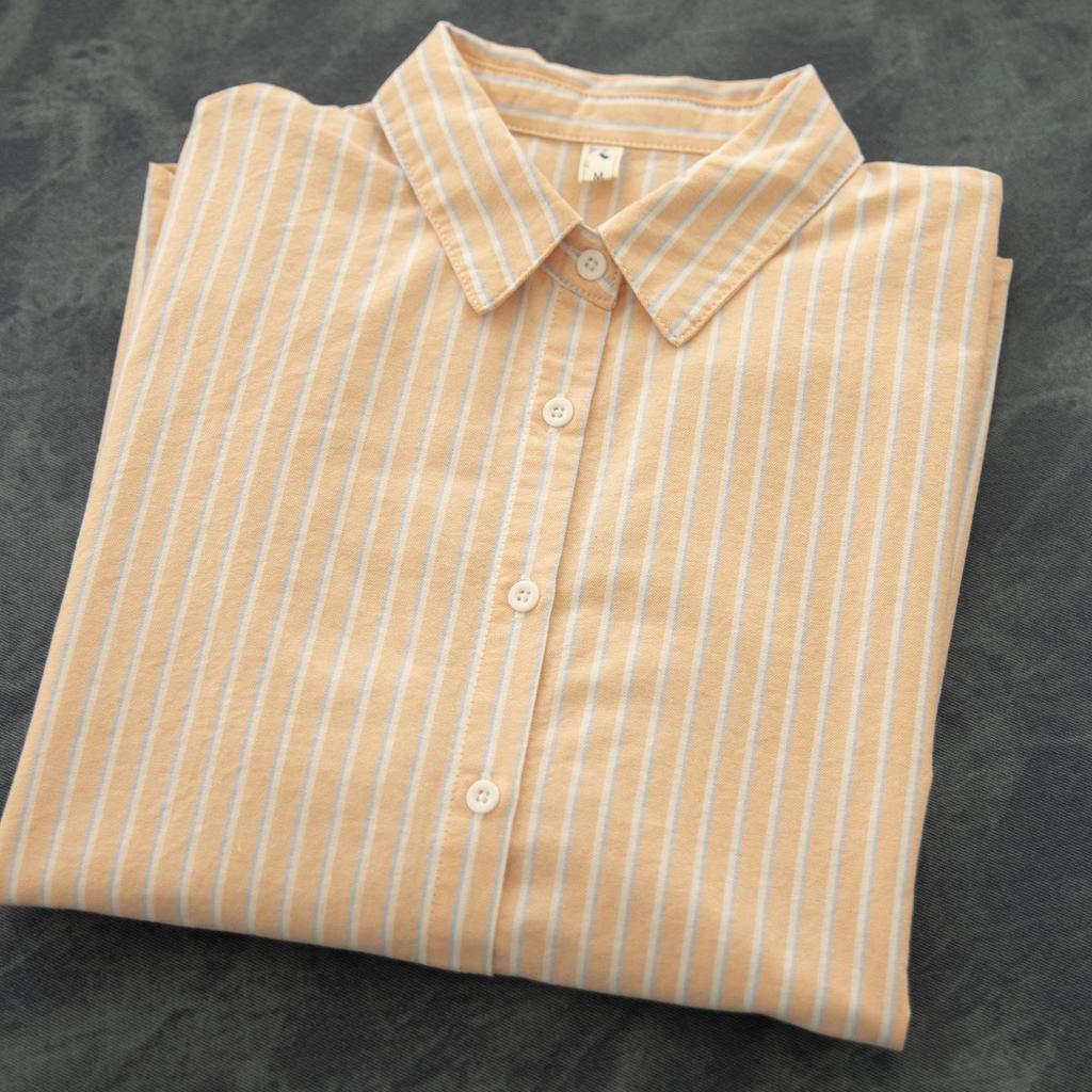 Korean-Japanese Style Striped Oxford Shirt for Women