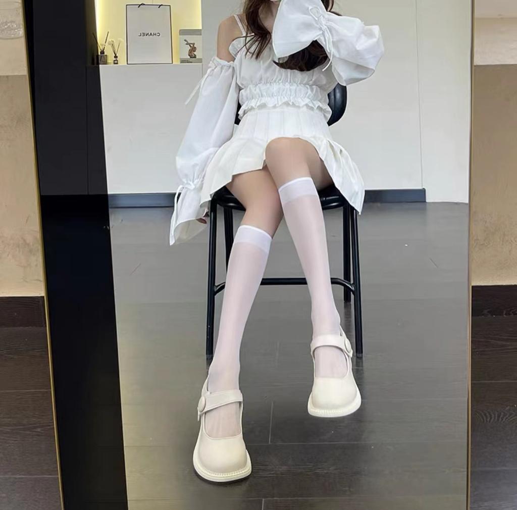 Red Stockings Ins Sexy Red Stitching Thigh Socks Thin Section Color Matching Black Silk Long Tube Over The Knee Socks