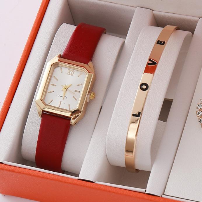 Authentic Luxury High-End Gold Three-Piece Jewelry Set Fashionable Valentine'S Day European And American Full Diamond Jewelry Watch