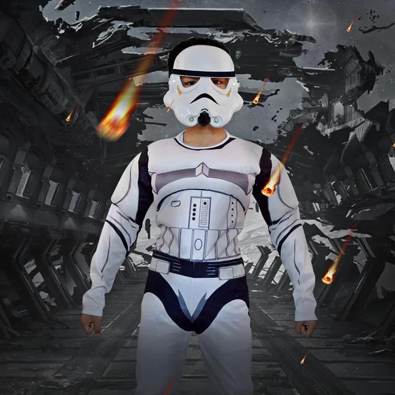 Černobílá samurajská kombinéza Černobílý voják Svalové oblečení Kostýmy Star Wars pro děti Cos