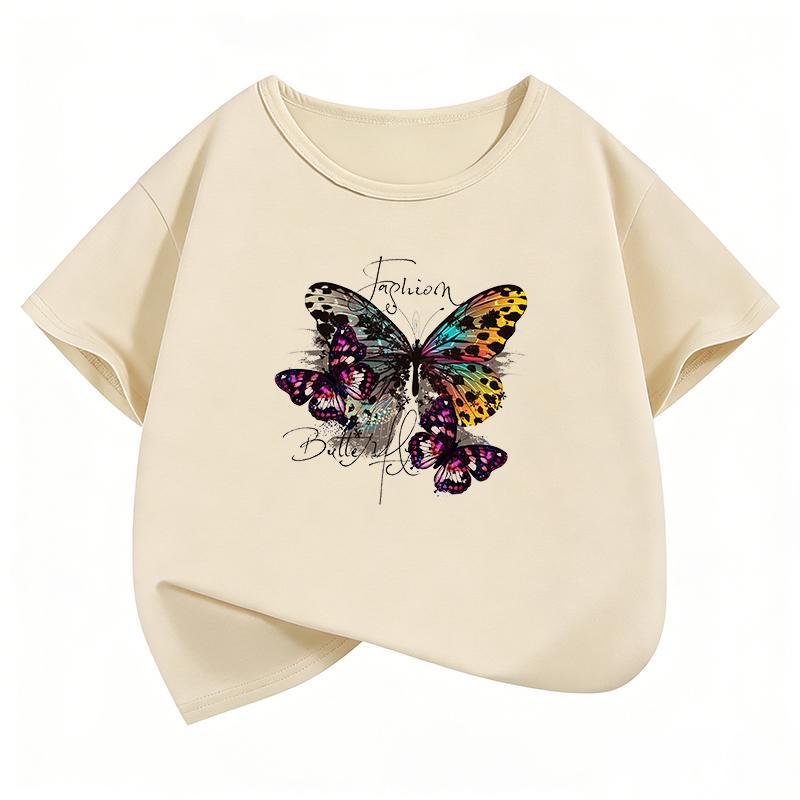 Vintage Butterfly TShirt Printed T Shirt Girls Summer Clothes Short Sleeve Tops TShirts Cute Girls Clothing