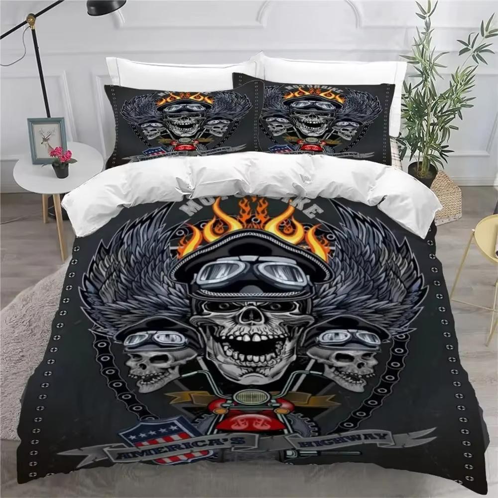 Gothic Skull Duvet Cover Set King Size Angels And Demons Bedding Set With Pillowcases 3 Pcs Perfect For Boys Teens Surprise Gift