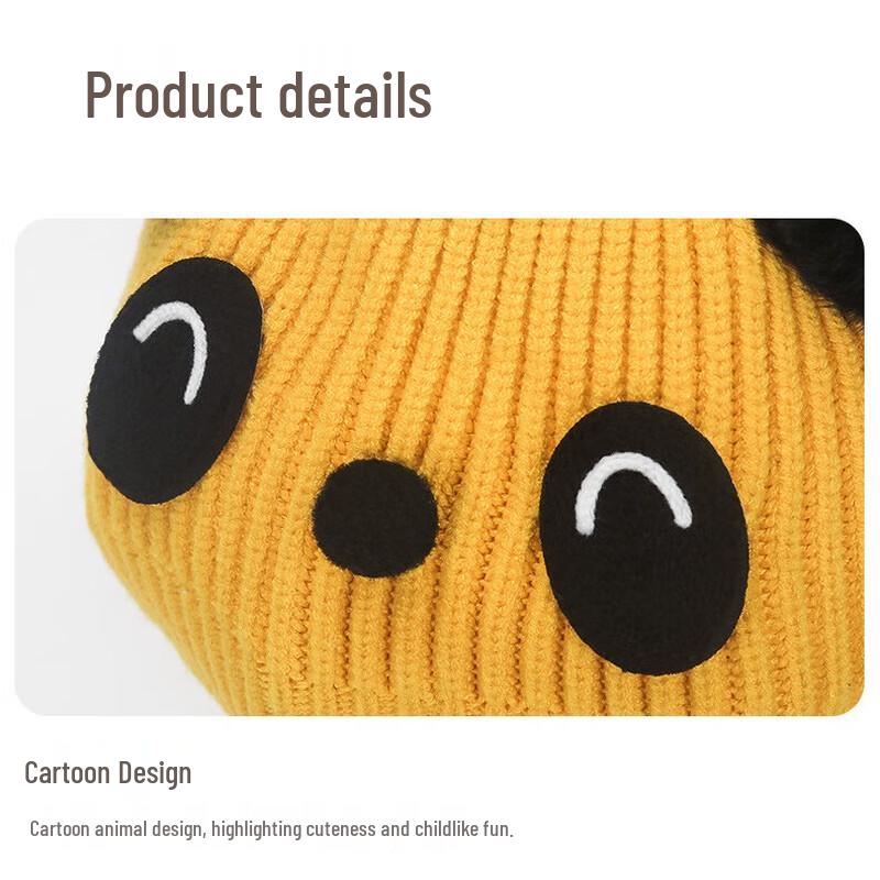 ZHENYUEQI Kids' Warm Panda Cartoon Knitted Hat with Earflaps