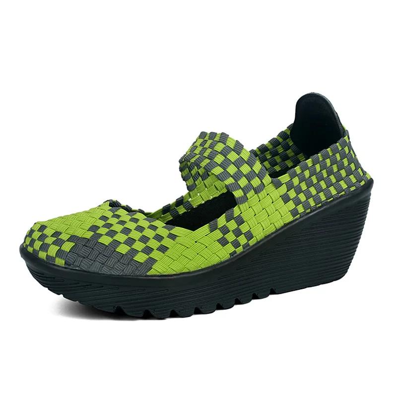 Fashion Women's Shoes Flat Platform Summer Woven Sneakers for Walking Femal Casual Loafers 5CM High Quality Tenis Women Zapatos De Mujer