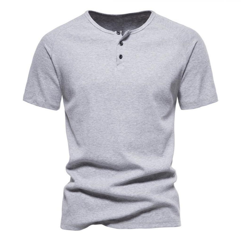 Fashion Men's Summer Short Sleeve Solid Colour Casual Slim Fit Stretch Bottom Shirt