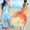 190*130cm Big Beach Towel Women Long Shawl Luxury Peacock Printed Scarf Lightweight Breathable Chiffon Shawl Beach Dress