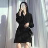 High Sense Hepburn Style Black Suit Dress Spring and Autumn New Women's Clothing Small Bottom Skirt