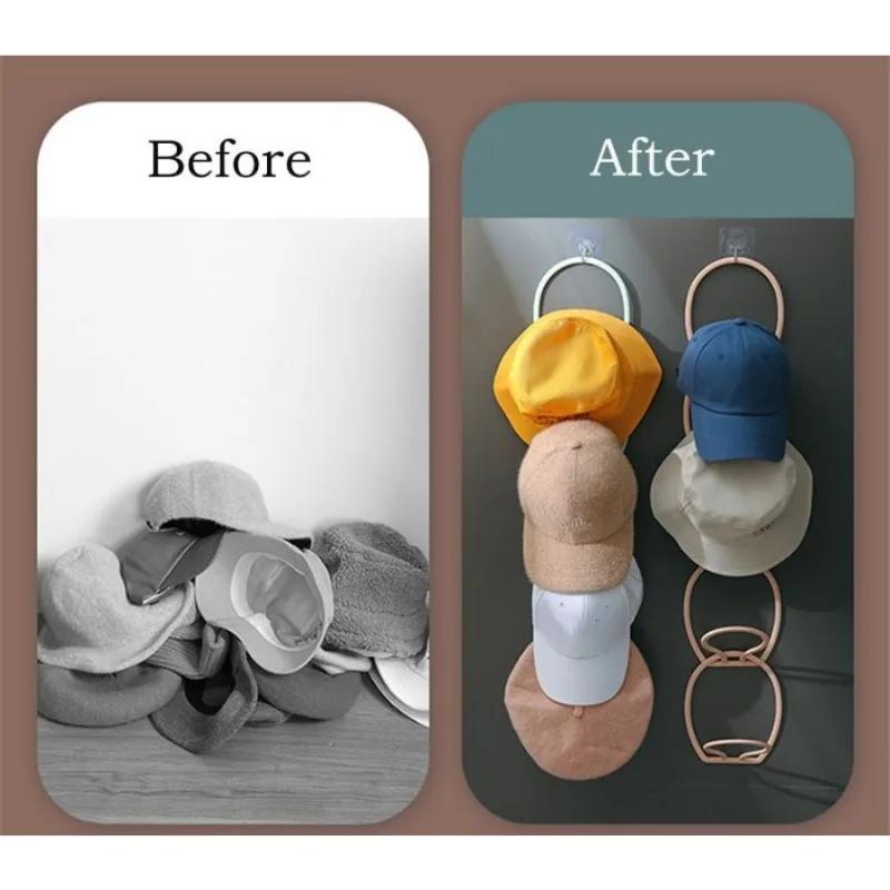 6pcs Baseball Cap Door Hanging Rack Hat Display Holder Door Closet Clothes Scarf Towel Round Storage Shelf Home Organizers
