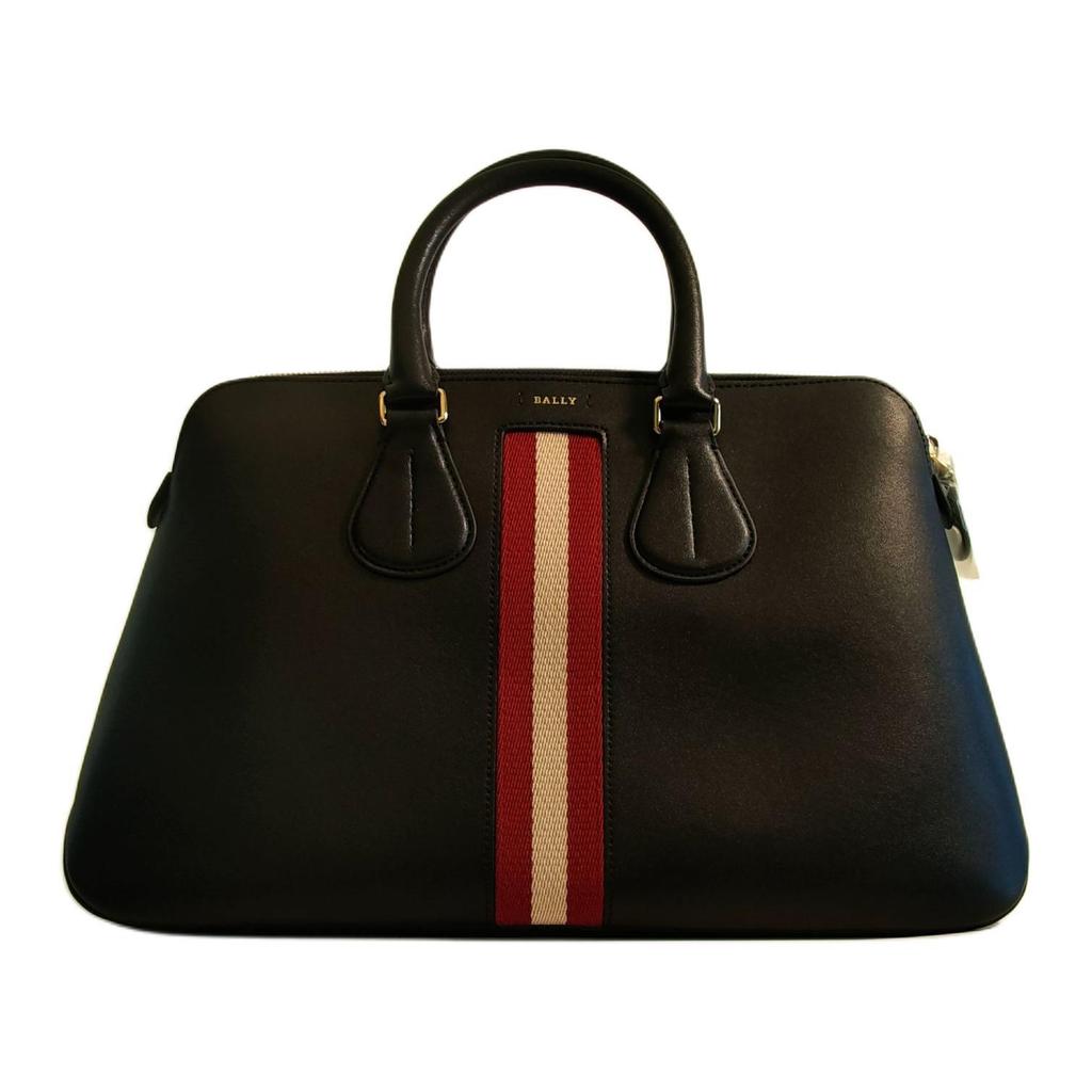 Bally Logo a Strisce Classico Delicato Md. Borsa Boston in Pelle da Donna Borse a Mano Nera 6219721