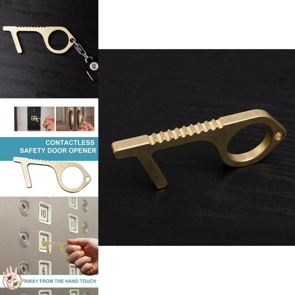 Safety And Health Focused Contactless Handle Key Opener In Golden Alloy