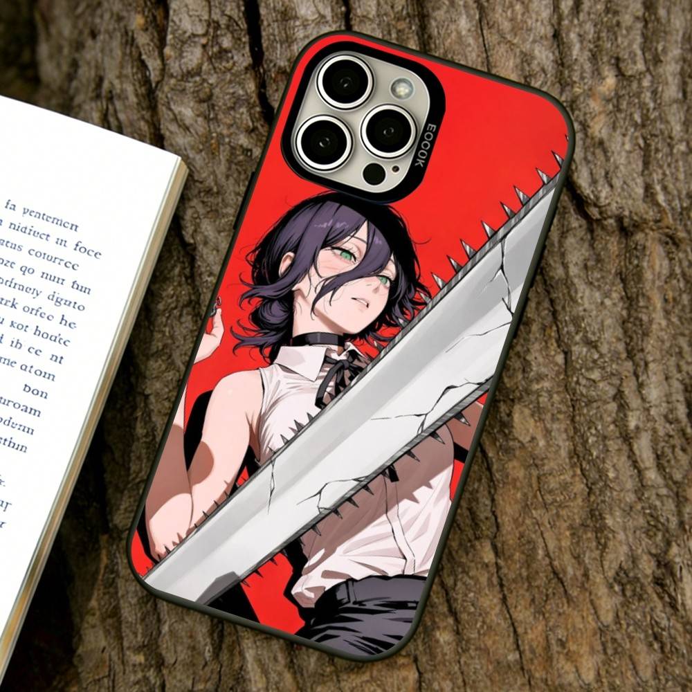 

Reze Chainsaw Man Phone Case For iPhone 17,16,15,14,13,12,11 Plus,Pro Max,XS,Colored Silver Plated Inside Cover iPhone15Plus