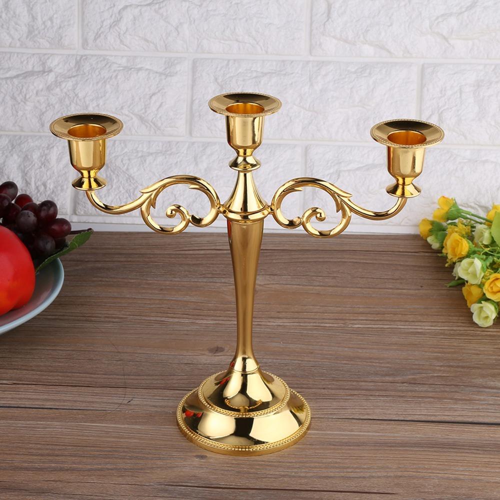 Polished Finish Candle Candelabra 3 Arm Taper Candle Holder Candlestick Holder Home Decor