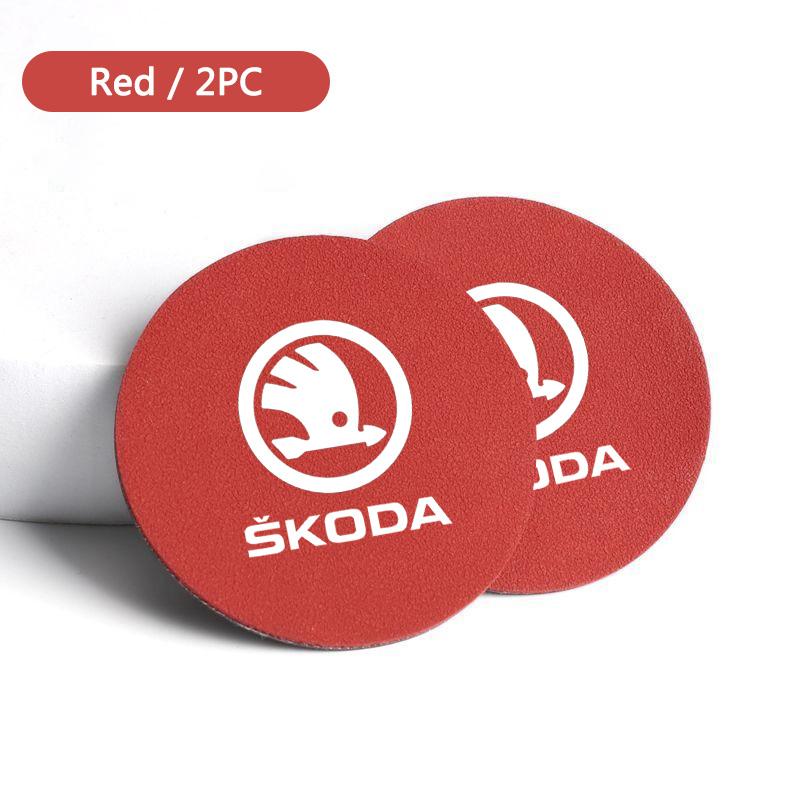 JKFB8 2Pcs Car Auto Cup Holder Anti Slip Coasters Pad Interior Accessories For Skoda Octavia Fabia Superb Yeti Enyaq Rapid Kamiq Karoq
