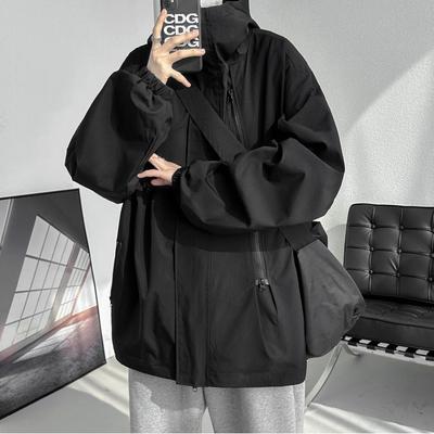 Mode Reißverschlusstaschen Einfarbig Kapuzenmäntel Herrenbekleidung Frühling Herbst Neu Locker Lässige Oberteile Junger Stil Jacken