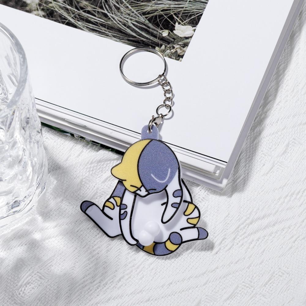 Rotatable Egg Cat Keychain Pull Play Bag Pendant Gifts Cartoon Cat Trick Play Egg Toy
