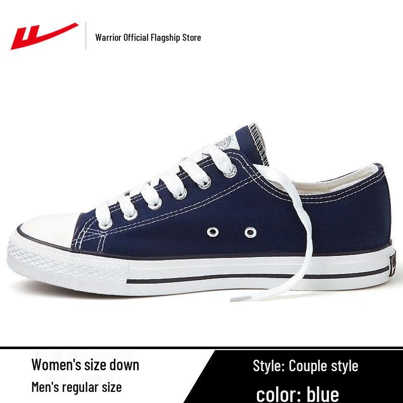 2026 Spring Warrior Low-Top Canvas Shoes: Black & White Casual Sneakers for Men & Women with Thick Soles