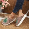 Unisex Christmas Tree Pattern Thick House Slippers for Indoor Winter Wear