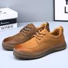 Spring New Men's Shoes Leather Breathable Wide Head Trend Retro Versatile Casual Leather Shoes Men's British Tooling Shoes