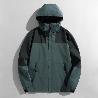Spring and Autumn Jacket Men's Color Matching Single Layer Outdoor Jacket Couple's Windproof Removable Hooded Mountaineering Jacket