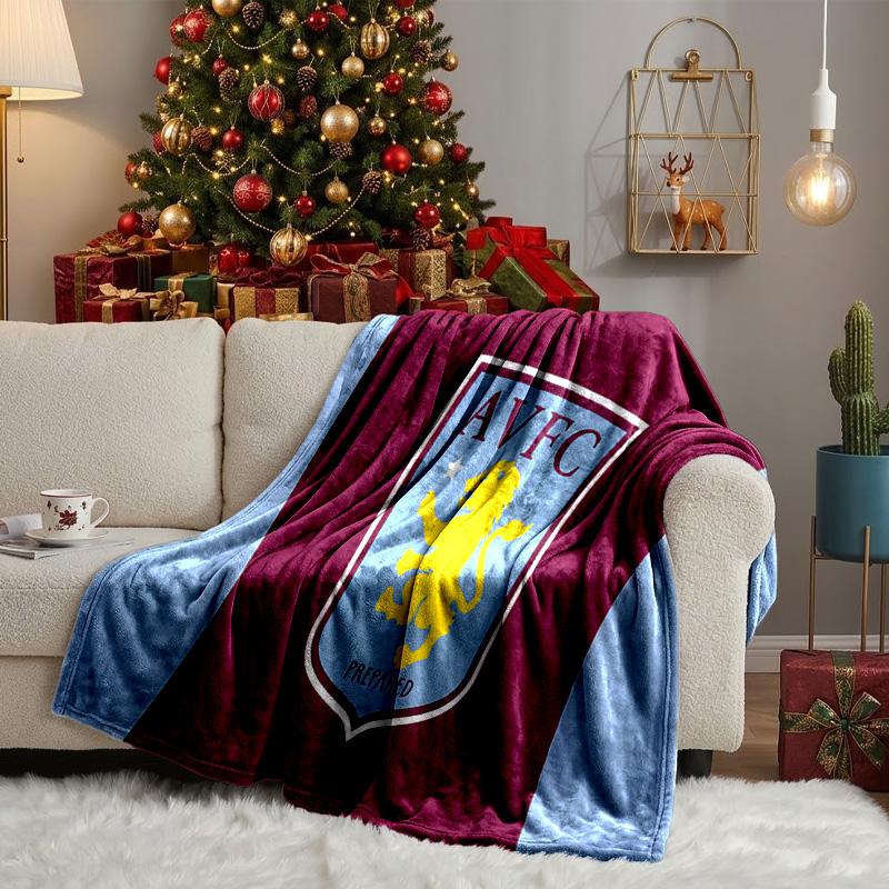 Aston Villa Fc Crest Throws Blanket Flannel Blankets Plush for Couch Bed Gifts for Men Women Travel picnic blanket Christmas fan gifts