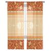 Boho Ethnic Pattern Pumpkin Maple Leaf Tulle Window Curtain  Livingroom Printed Sheer Curtain Home  Window Panels Chiffon Drapes