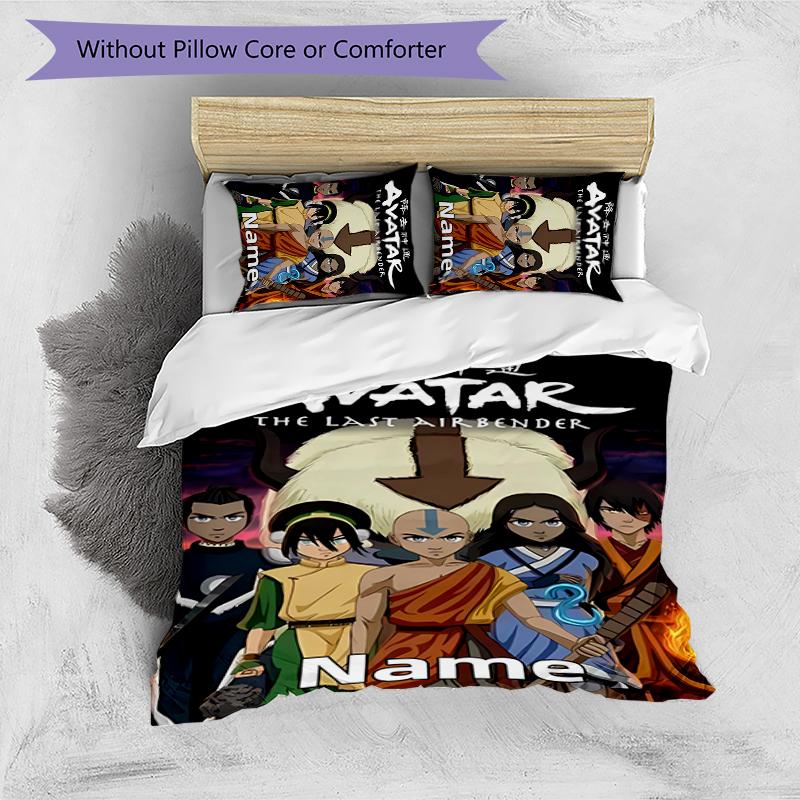 3pcs Custom Name Avatar The Last Airbender Bedding Set Duvet Cover Closure Includes 1 Duvet Cover & 2 Pillowcases for All Seasons Bedroom Decor
