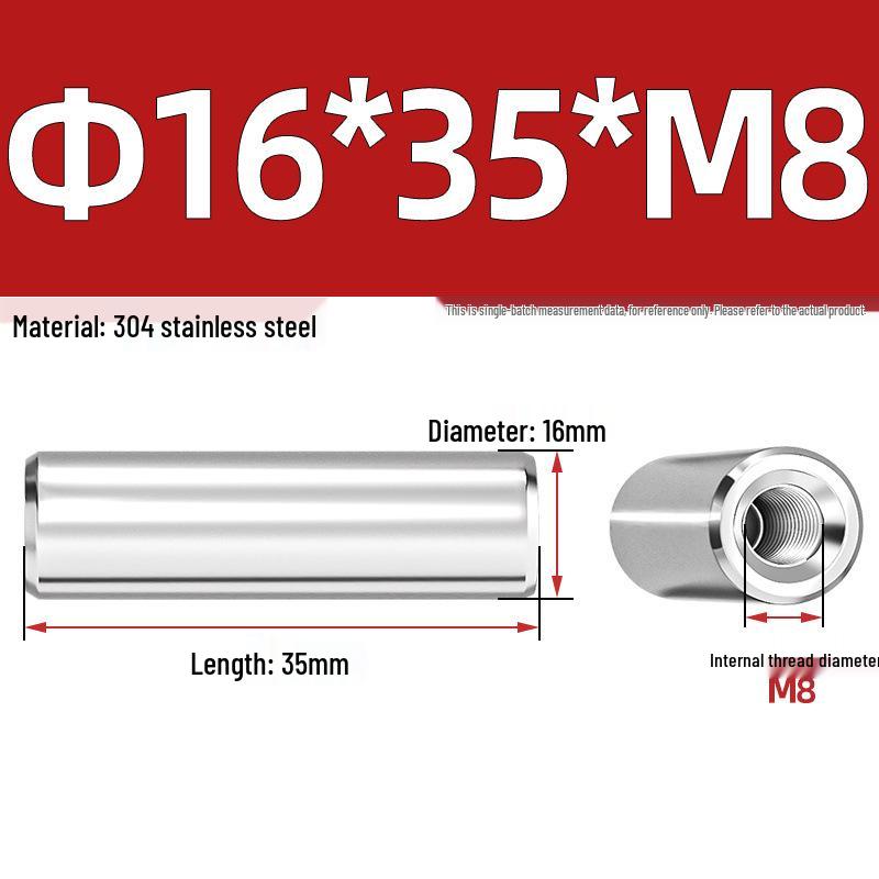 Pin Cilindric din Oțel Inoxidabil 304 cu Filet Interior M4/M6/M8 și Orificiu - Coloană de Suport și Ghidare