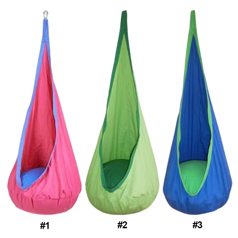 Light Up Kids Pod Swing Seat Child Hanging Hammock Inflatable Pillow Kids Sensory Swing 4 Light Modes 16 Colors for Boys Girls