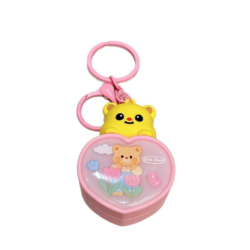 Luminous Heart Bear Keychain - Cartoon Night Light Pendant for Couples