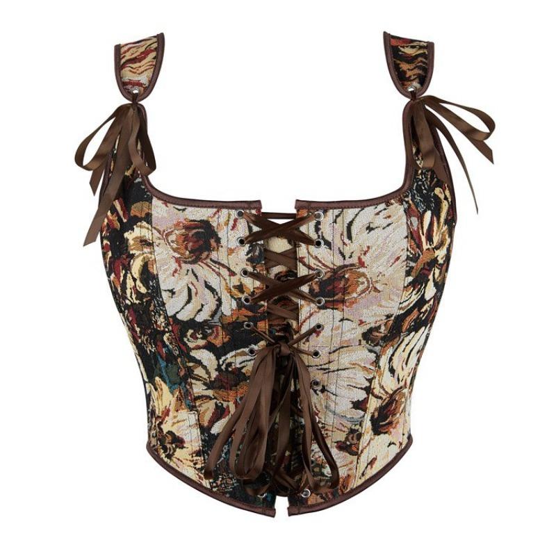 New Brown Double Shoulder Straps Adjustable Women s Tube Tops Palace Body Shaping Short Tops Source XS коричневый