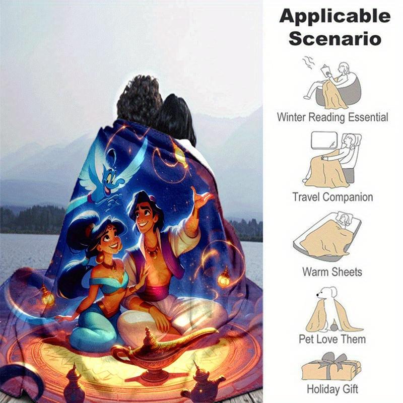 1pc Aladdin Printing Blanket - Soft, All-Season Throw for Office Blanket, | Personalized Gift with Adorable Cartoon Design