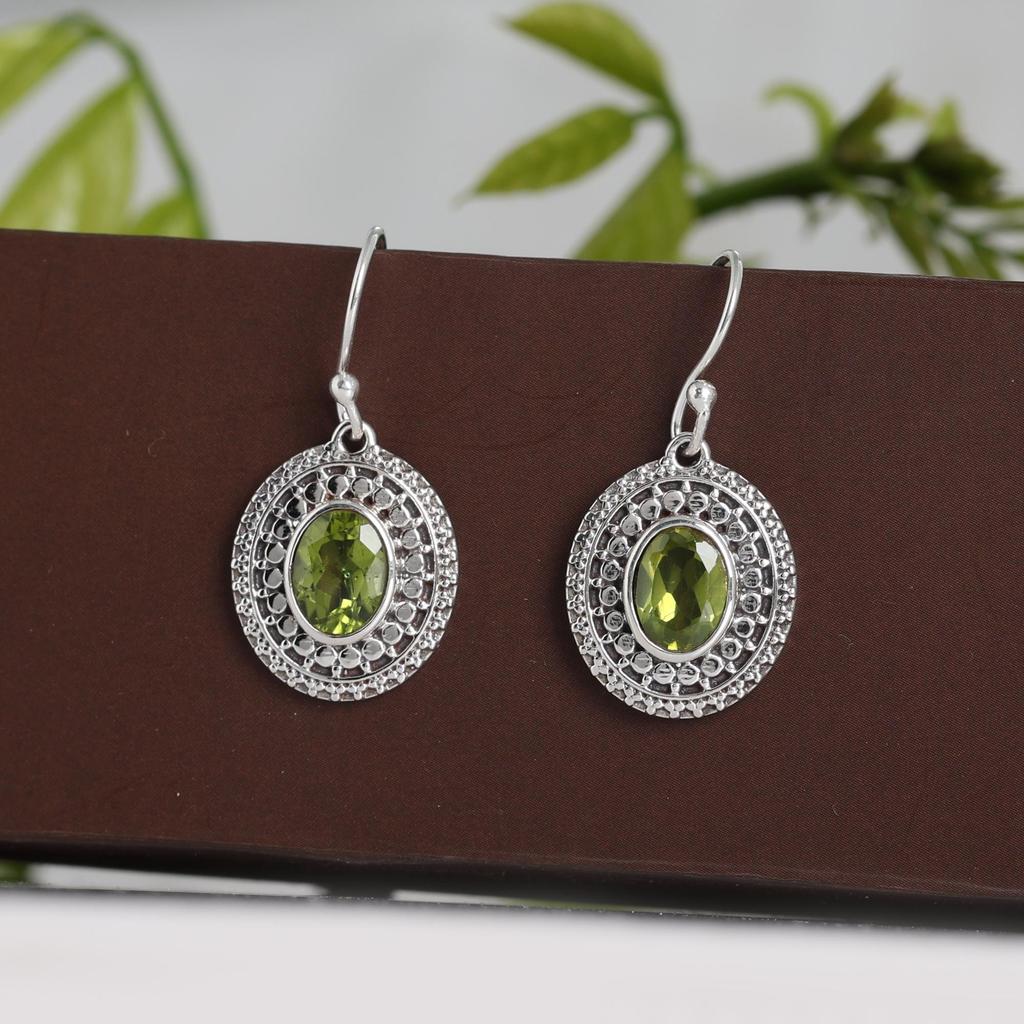 925 Sterling Silver Handmade Jewelry, Peridot Silver Earring, August Birthstone Earring, Gift For Her, Women Jewelry