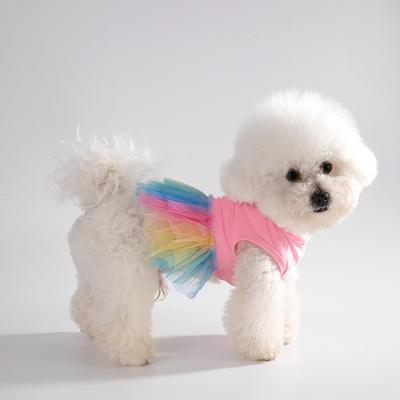 2024 Spring and Summer New Dog Skirt Thin Comfortable Dog Clothes Princess Style Colorful Pet Yarn Skirt