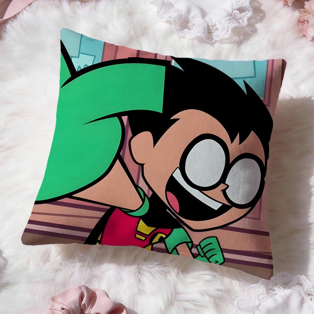 anime Teen Titans Go Cushion Cover Premium Comfort Reversible Pillow Cove -Two in One Design for Any Room & Car Interior