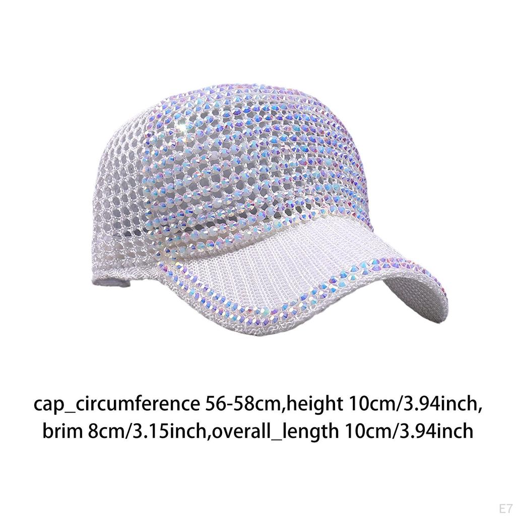 Mesh Rhinestone Baseball Cap Breathable Duckbill Adjustable Summer Beach Sun Hat Protection