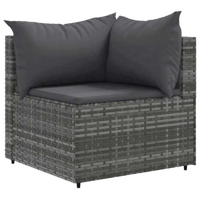 VidaXL Salon de jardin 7 pcs avec coussins Gris Résine tressée, ensemble de canapés d'extérieur, canapé d'angle de jardin, 3308186