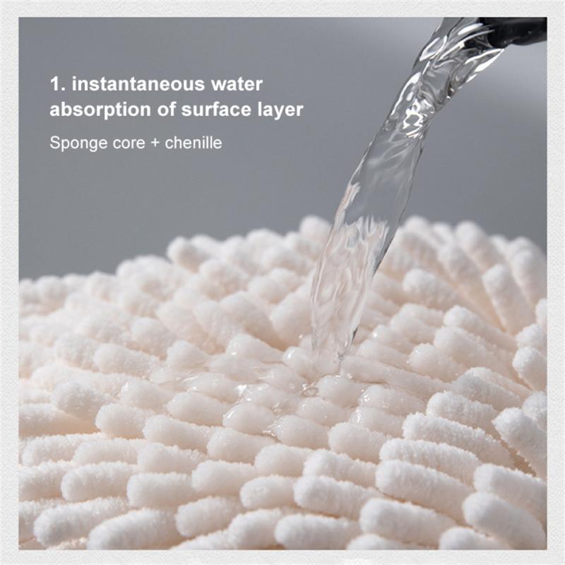 Absorbent Hands Towel Chenille Wipe Hands Ball with Hanging Hook Fast-Drying Soft Towel Hands Wipe Ball Towel Bathroom Supplies
